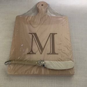 Maple Leaf At Home Initial M Artisan Cheese Board & Spreader Knife-NWT
